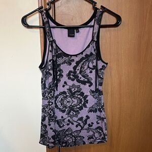 Hurley Black and Lavender Lace Tank Top